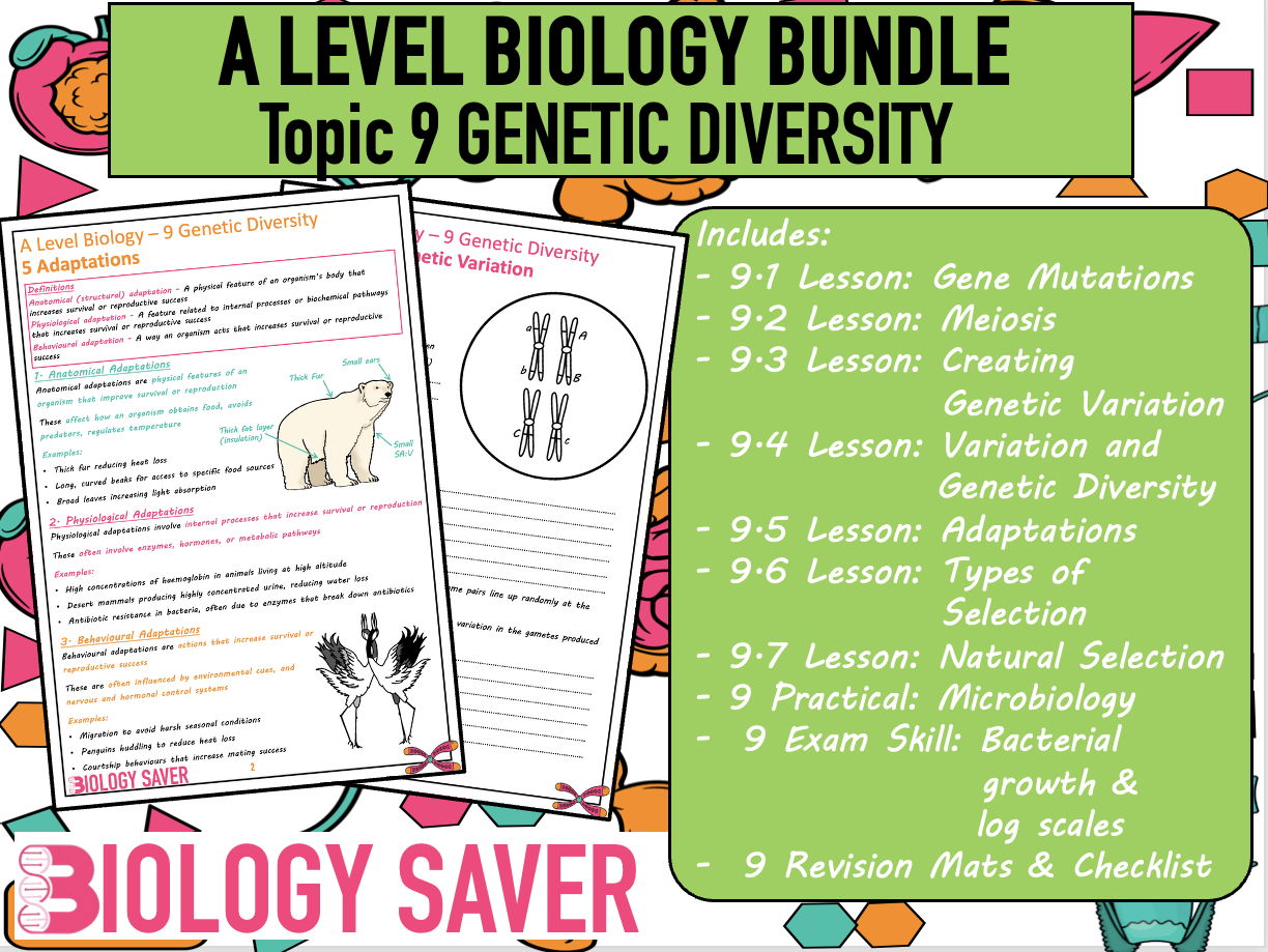 A Level Bio Bundle - 9 Genetic Diveristy & Adaptation