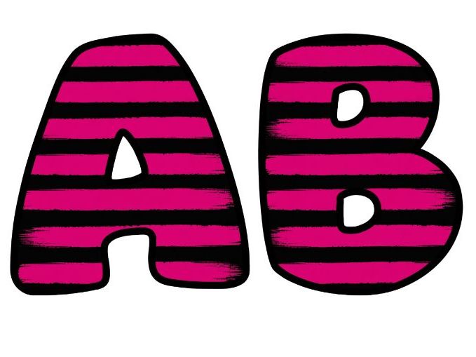 Pink Black Lines Lettering Set | Classroom Display | Upper & Lowercase, 0-9 and Signs