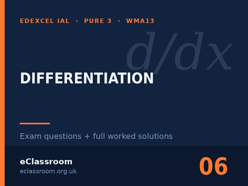 IAL Pure 3 Differentiation exam questions