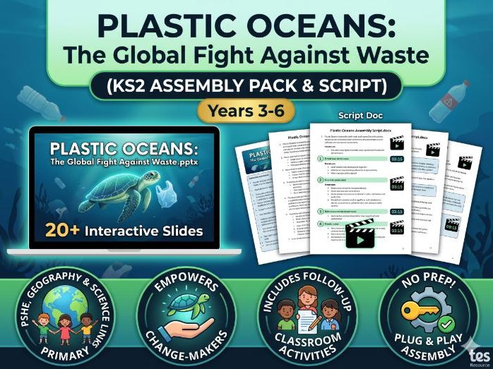 Plastic Oceans: KS2 Assembly Pack & Script (Environment & Sustainability)