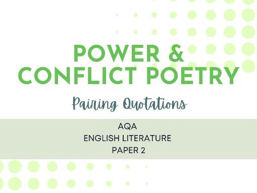 AQA Power and Conflict Poetry Pairing Quotations