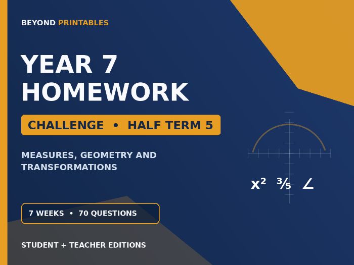 Year 7 Maths Homework | Challenge | Half Term 5 | Student & Teacher Booklets