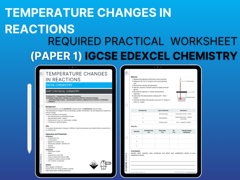 Temperature Changes in Reactions – Required Practical 3.8 Worksheet - Unit 3 - Edexcel IGCSE Chem