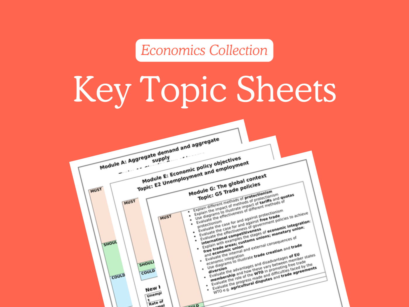 Key Topic Sheet Collection - Edexcel Economics A (Full Bundle)