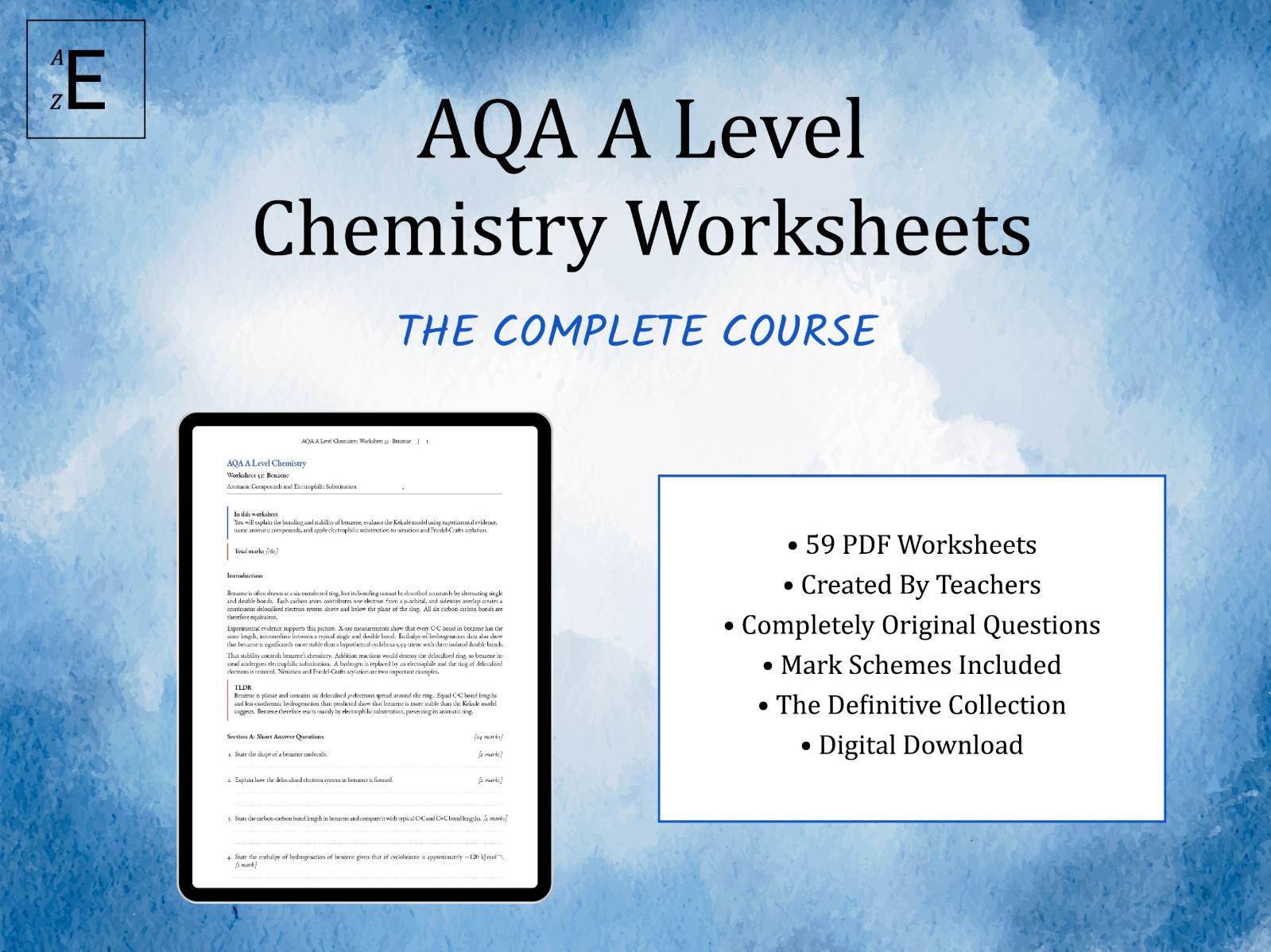 AQA A Level Chemistry Worksheets - The Complete Course