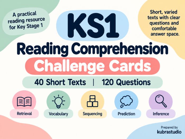 KS1 Reading Comprehension Challenge Cards – 40 Texts
