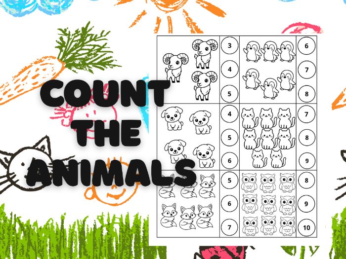 Count the Animals: Numbers And Colors