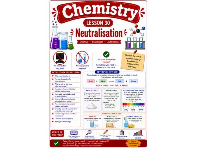 Chemistry cover lesson 30 Neutralisation (Ch30) science