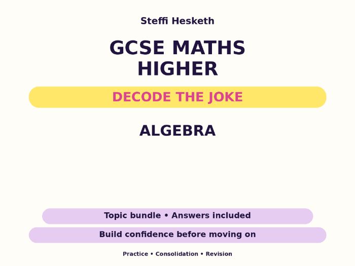 Algebra | GCSE Decode the Joke Bundle + Answers