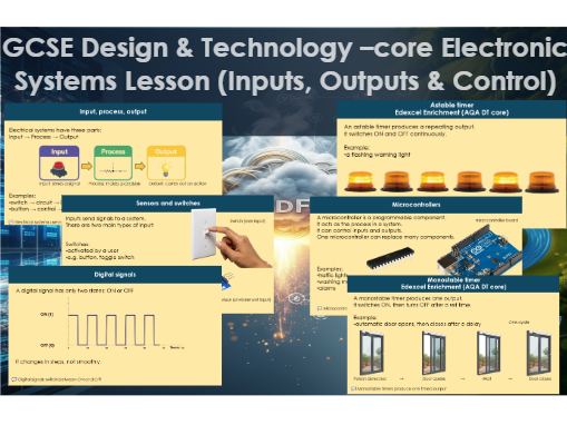GCSE D&T –  Electronic Systems core Lesson (Inputs, Outputs & Control)