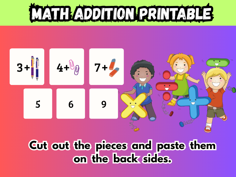 Hands-On Addition Printable: Cut & Paste Math Activity for Early Learners (K-3)