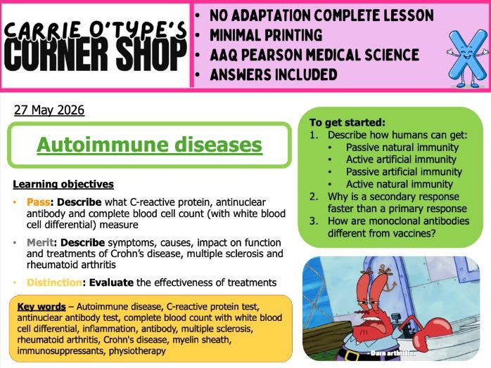 Autoimmune Diseases - AAQ Pearson Medical Science