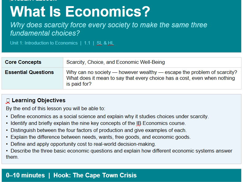 Unit 1 Introduction to Economics