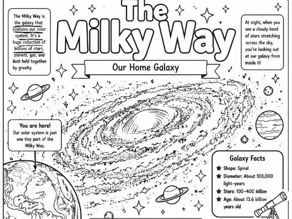Bundle of 13 Space Exploration, Moon, Planets Coloring Worksheets and Fact Sheets.