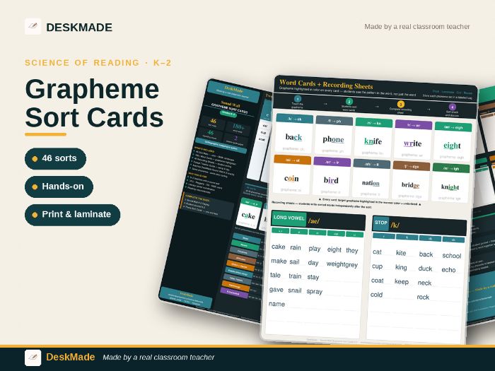 Sound Wall Grapheme Sort Cards | K–2 | 46 Sorts | Science of Reading