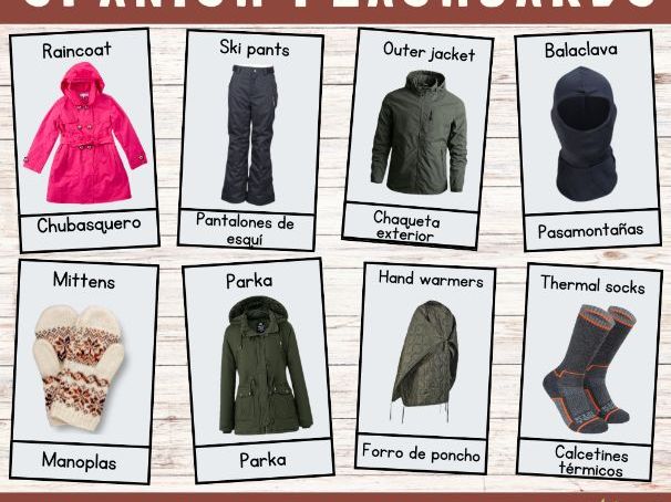 Winter Cloths in Spanish Bilingual Vocabulary Flashcards with Real Pictures!