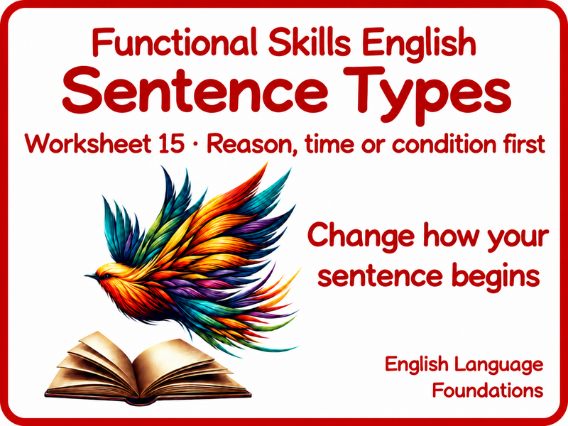 Complex Sentence Openings and Commas | Functional Skills English Worksheet Pack