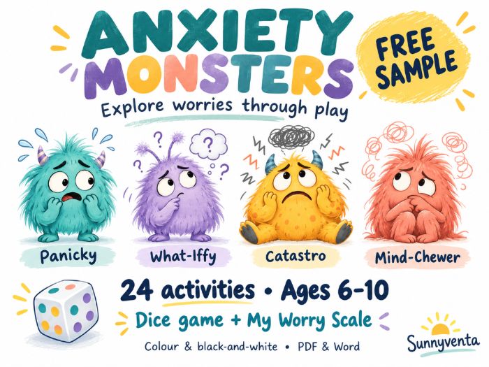 Anxiety Monsters — Explore Worries Through Play Free printable sample for children aged 6–10