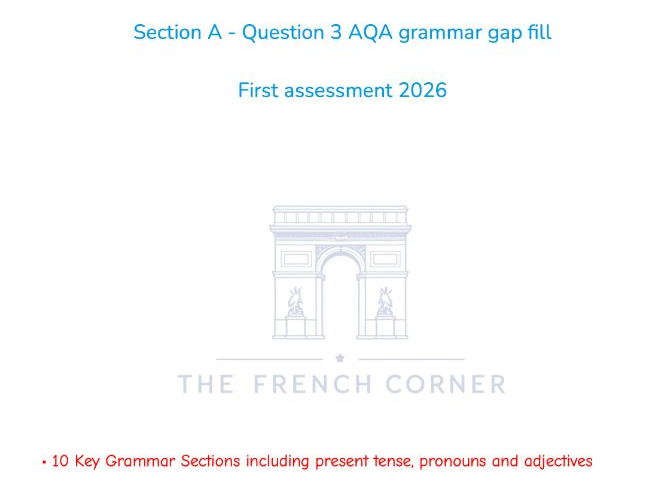 GCSE Foundation French Writing exam 2026 Question 3 Grammar