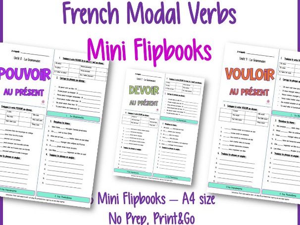 French Grammar Flipbooks: Modal Verbs (pouvoir • vouloir • devoir)