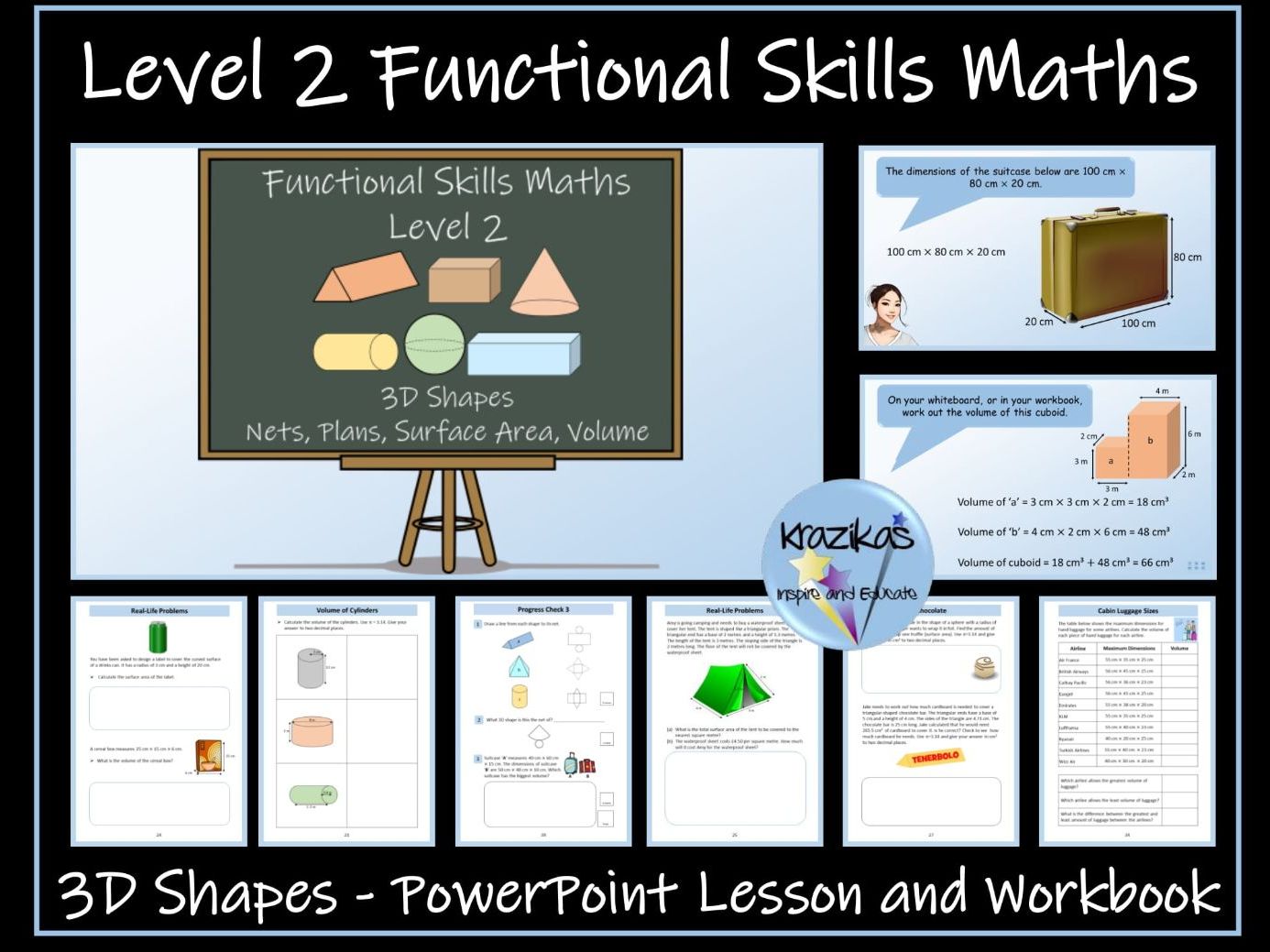 Functional Skills Maths - Level 2 - 3D Shapes - PowerPoint Lesson and Workbook