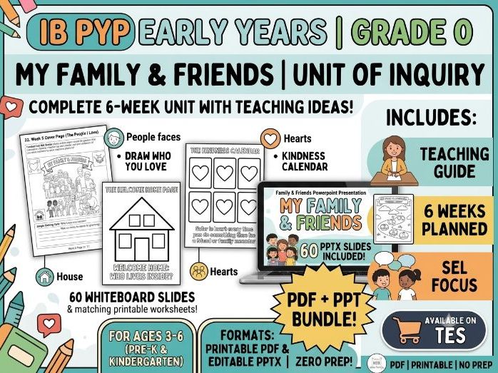 IB PYP Early Years / Grade 0: Family & Friends Activity Bundle (Who We Are)