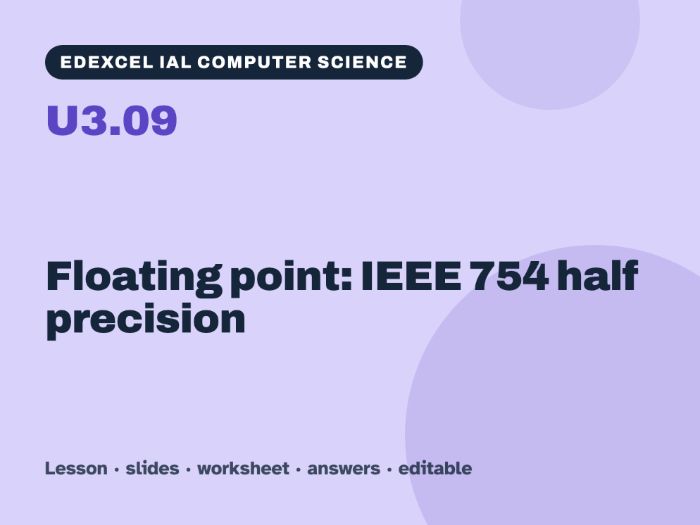 Edexcel IAL Computer Science – U3.09 Floating point: IEEE 754 half precision – Lesson & Worksheet