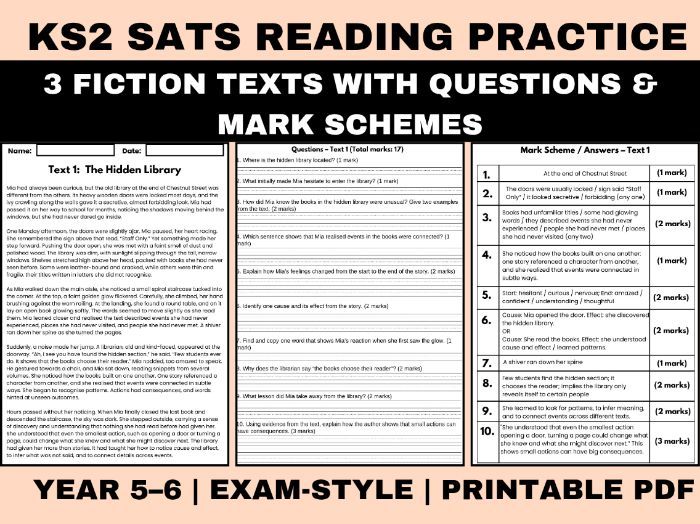 Year 6 SATs Reading Comprehension -Fiction