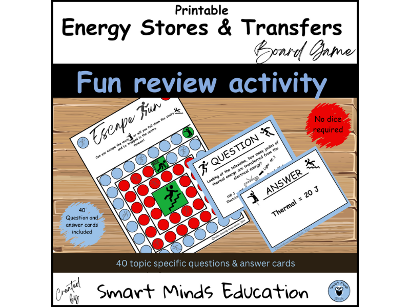 ENERGY STORES & ENERGY TRANSFERS REVIEW ACTIVITY BOARD GAME *PRINTABLE*
