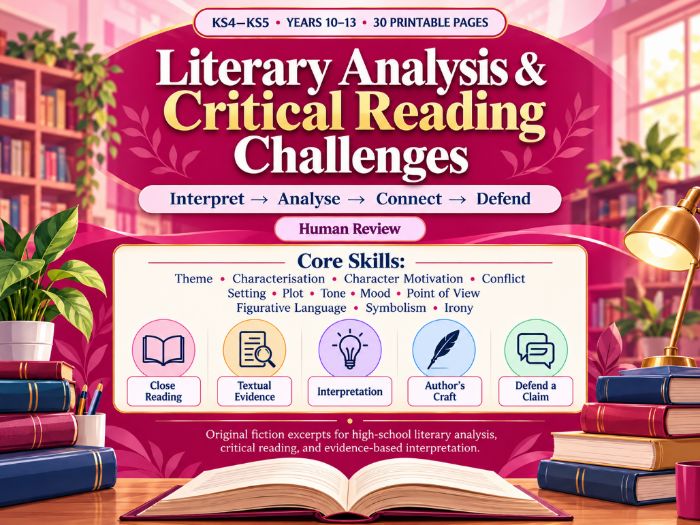 Literary Analysis & Critical Reading Challenges  KS4–KS5  English Literature Skills
