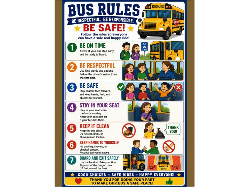 Bus Rules 18"x24" Classroom Poster