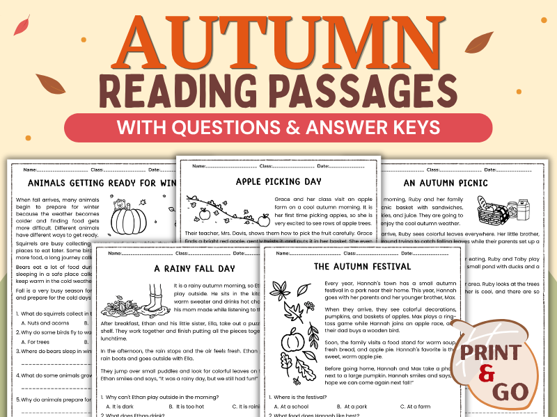 Autumn Reading Passages with Questions & Answer Keys