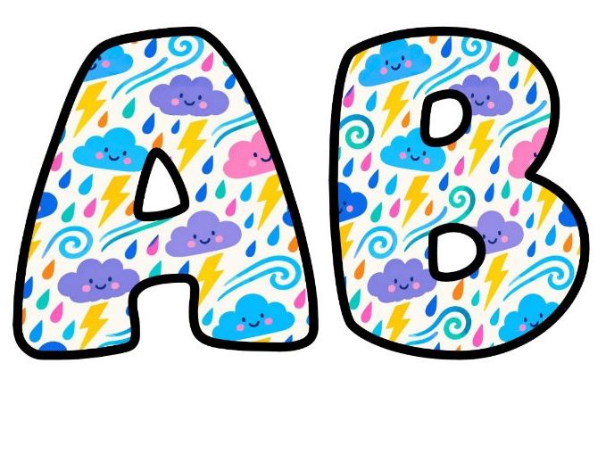 Pastel Storm Clouds Bubble Letters | Weather Topic Bulletin Board Letters | Classroom Display Pack