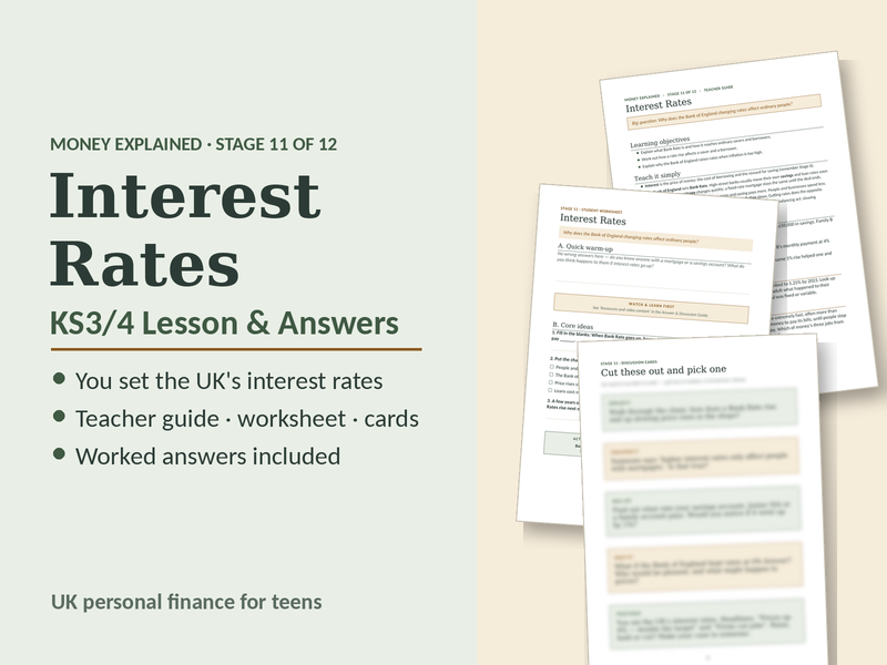 Interest Rates KS3/4 Lesson and Answers