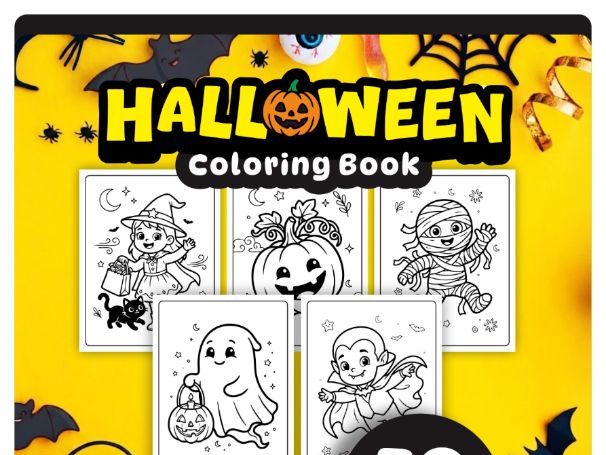 Halloween Coloring Book for Kids | 50 Printable Pages