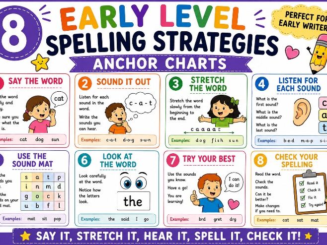Early Spelling Strategies Early Level Anchor Charts
