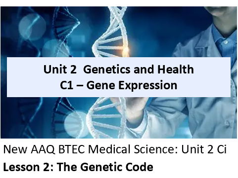 AAQ BTEC Medical Science Unit 2 Ci Gene Expression – Lesson 2 The Genetic Code
