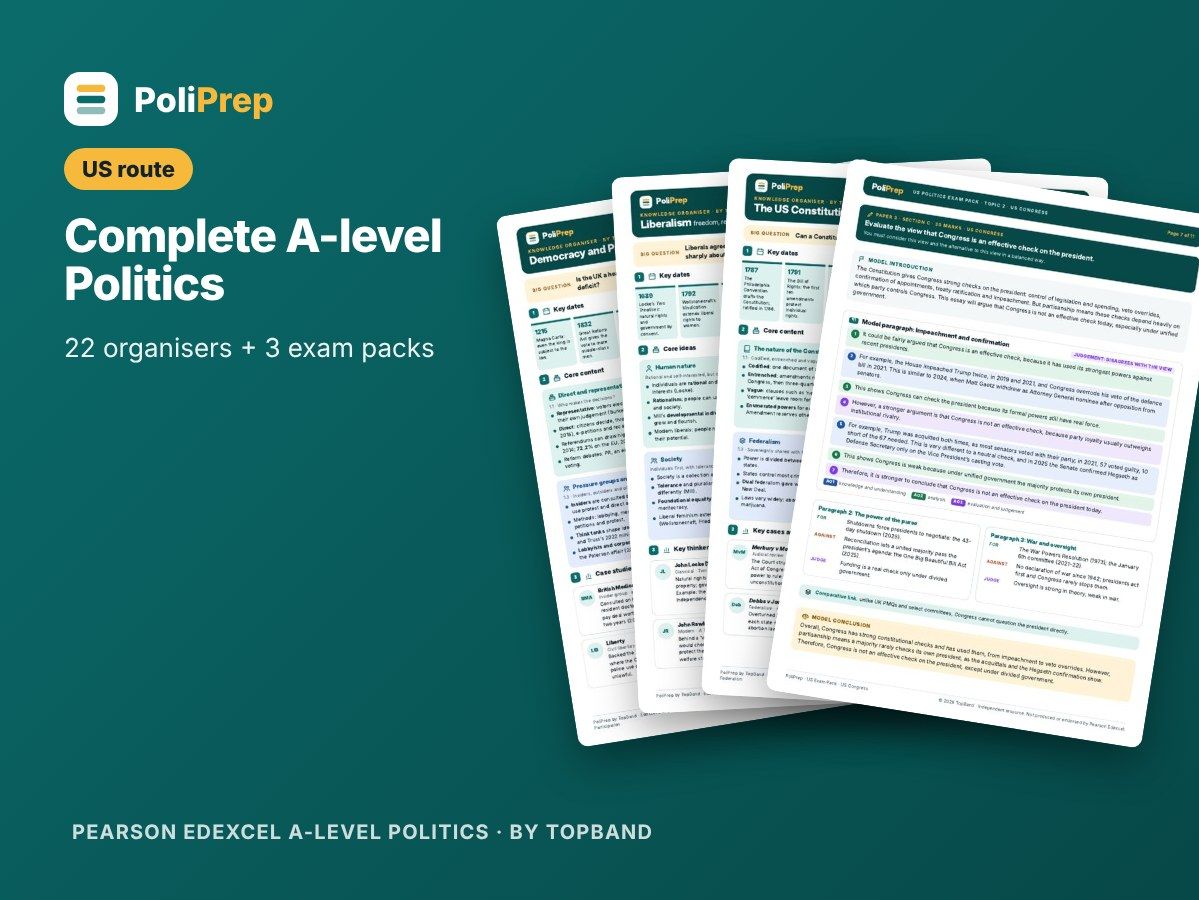 Complete Edexcel A-level Politics Revision Bundle (US Politics route)