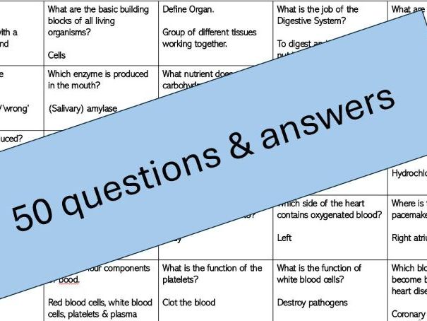 AQA GCSE Organisation Revision Game Biology (8461)/Combined Science ...