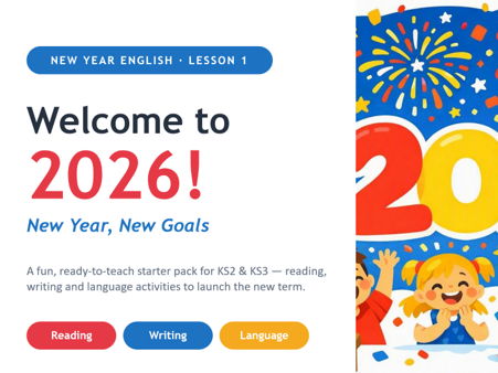 New Year English Lesson Pack (KS2–KS3): Reading, Writing, Language  Goals for 2026 – Complete Start