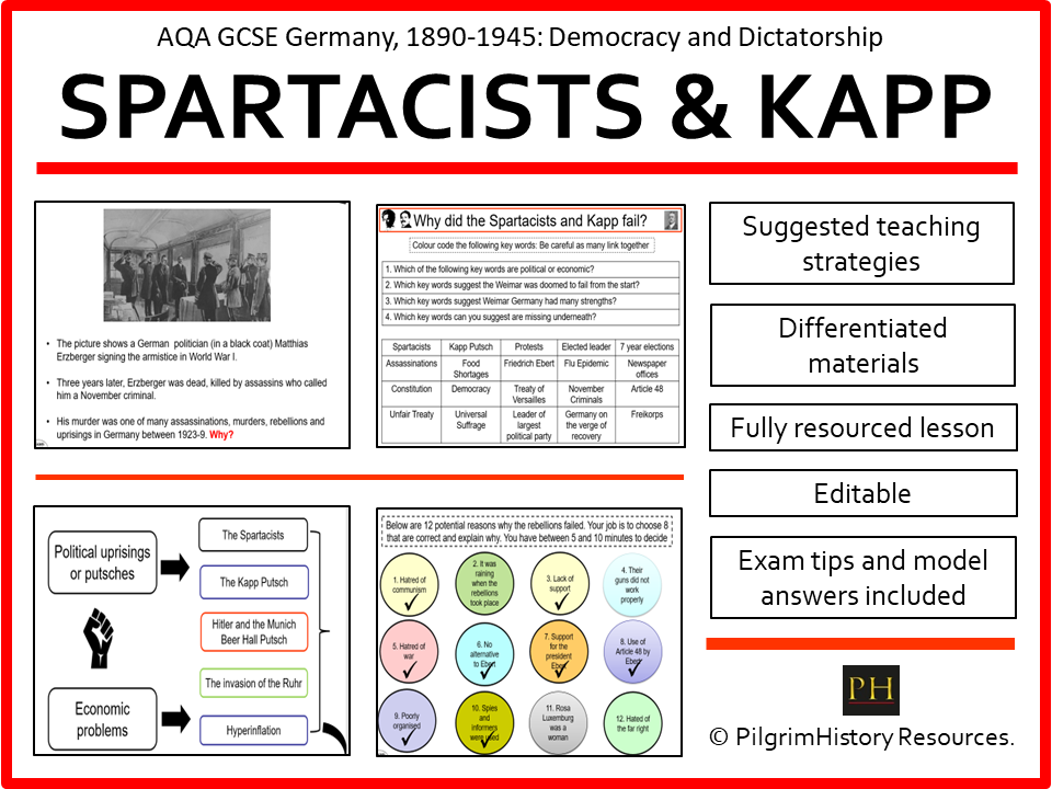 AQA GCSE Germany 1890–1945: Weimar Political Uprisings - Spartacist Rising and Kapp Putsch (Free)