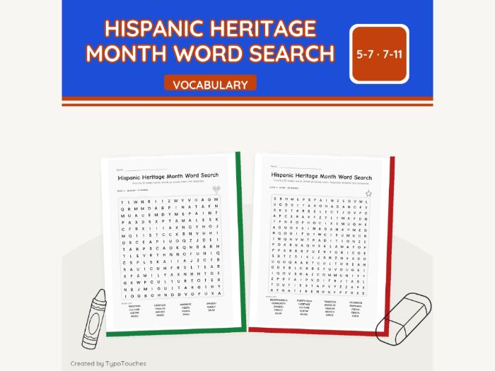 Hispanic Heritage Month Word Search | 6 pp