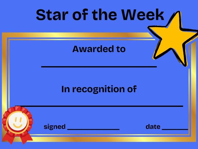 Star of the Week Certificate
