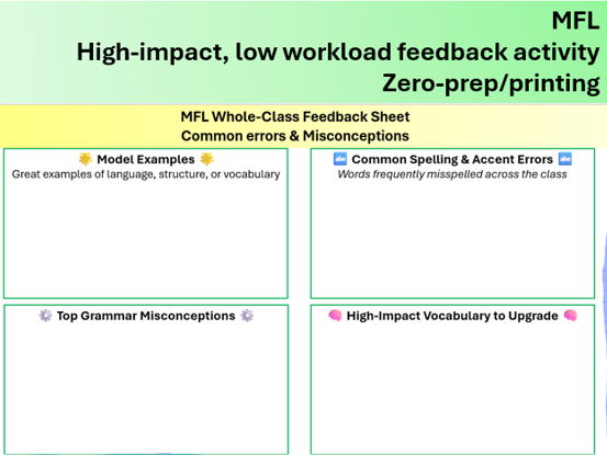MFL Error Correction & Feedback Sheet (reduce workload)