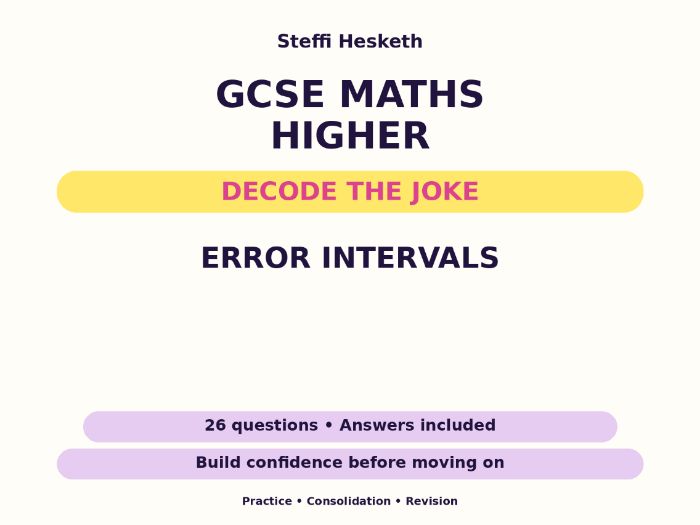 Error Intervals | GCSE Decode the Joke + Answers