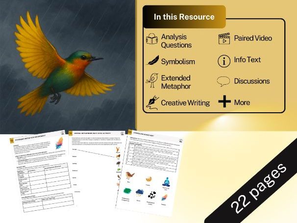 Hope is the Thing with Feathers Emily Dickinson -Worksheets, Writing, Video More