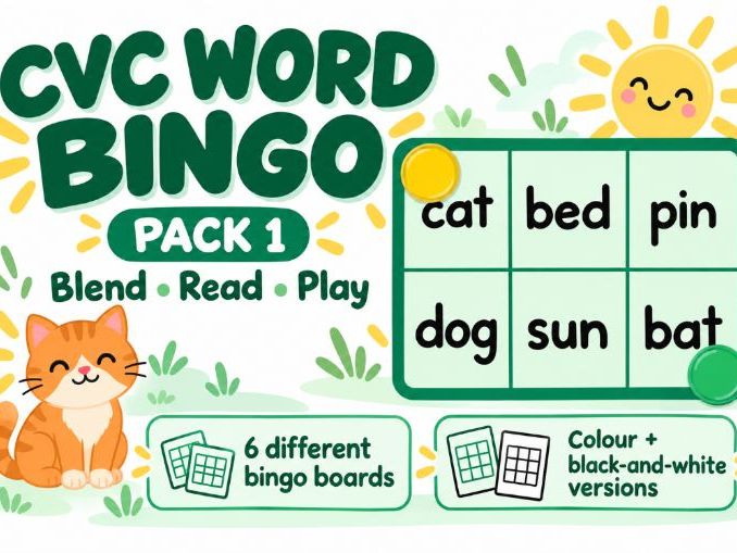 Phonics Bingo CVC words (set 1)