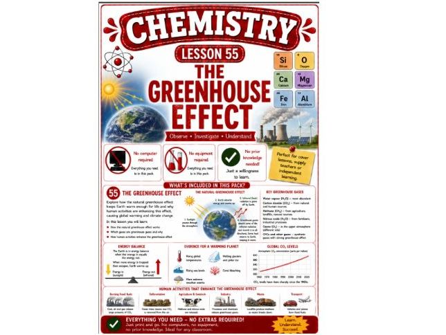 Chemistry cover lesson 55: The greenhouse effect (Ch55) science stand alone cover