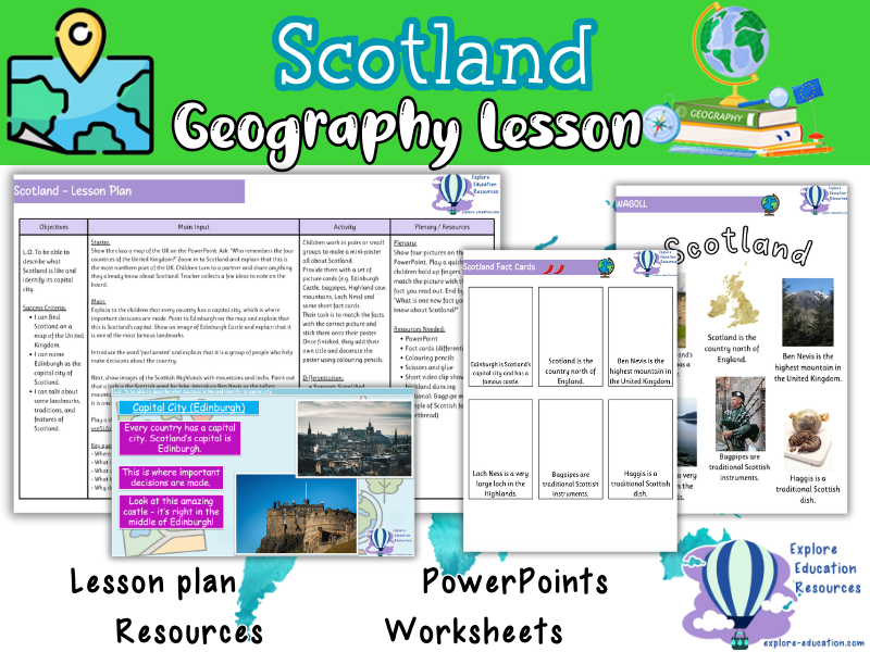 Scotland - Identifying Capital City and Key Features Lesson - KS1 Geography