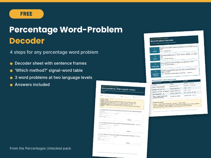 Percentage Word-Problem Decoder – FREE EAL-friendly sample | GCSE & IGCSE 0580